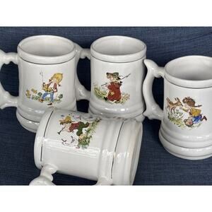 Vintage big 4 cups SET Coffee Mug Cup made in Japan collectibles